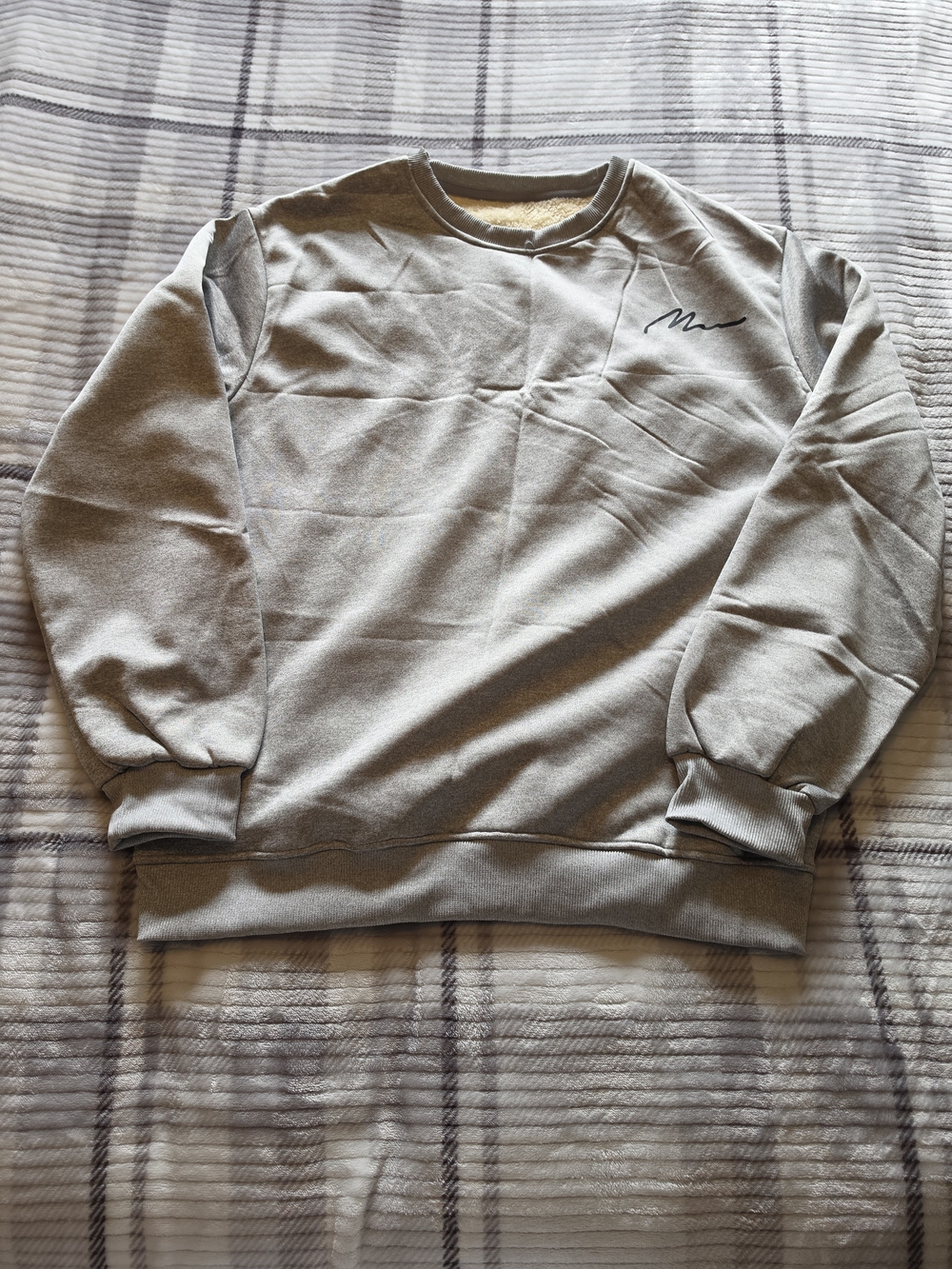 Men's Gray Crewneck Fleece Lined Sweatshirt - Casual Everyday Pullover